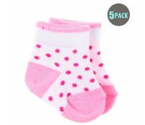 5pk Snugzeez Pink Polka Dot Socks