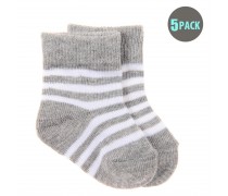 5pk Snugzeez White Striped Socks