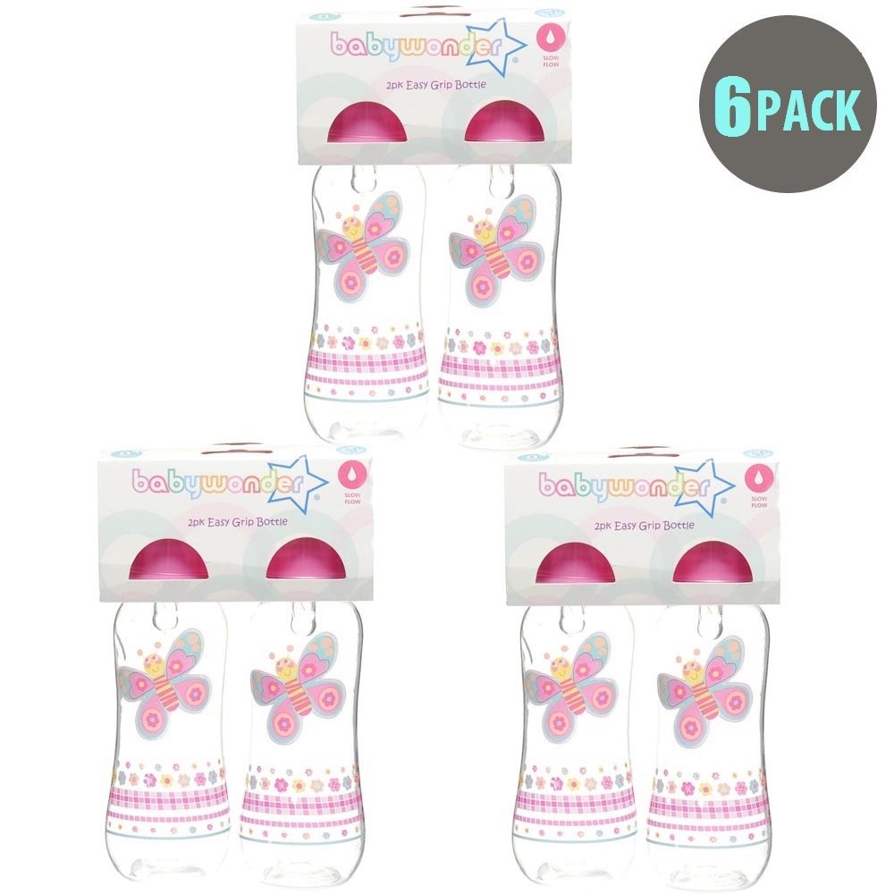 6-Pack BPA Free Easy Grip Bottle in Pink Butterfly