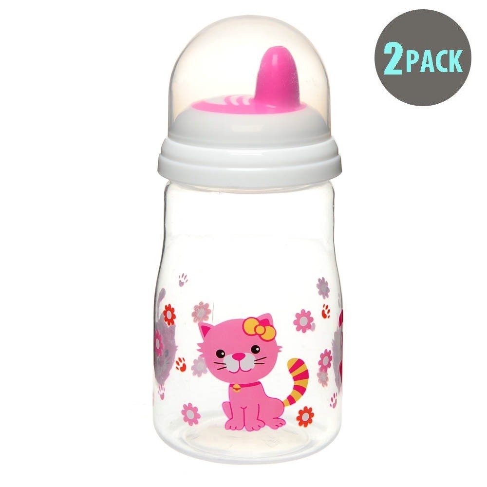 2pk Hard Spout Pink Kitty Spill-Proof Sippy Cup