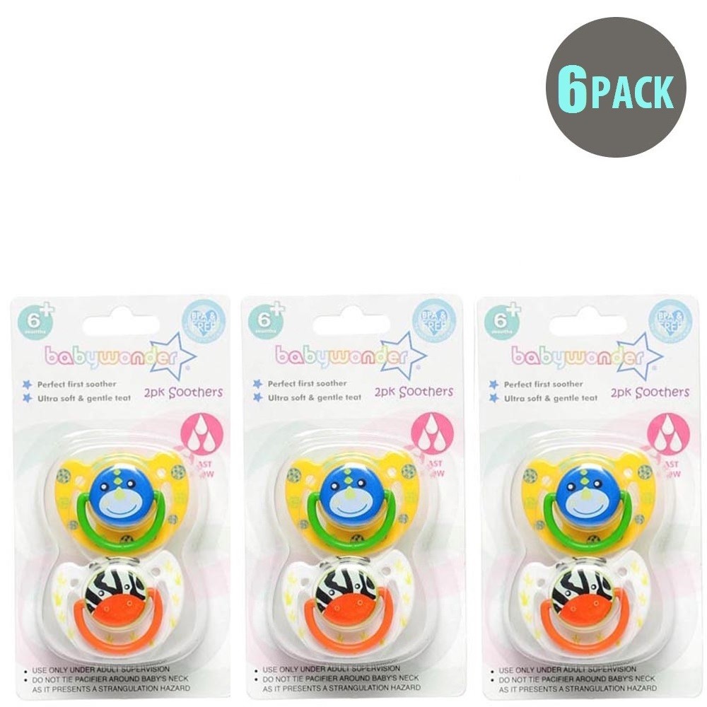 6-Pack Boys BPA Free Soothers 6m+
