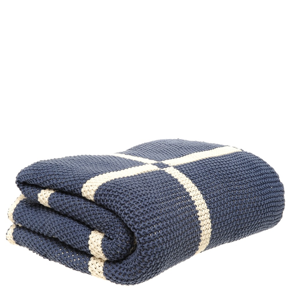 Chunky Knitted Throw Blanket in Navy