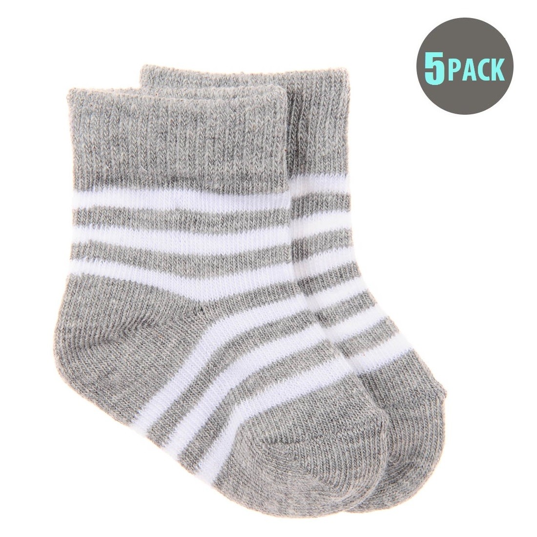 5pk Snugzeez White Striped Socks