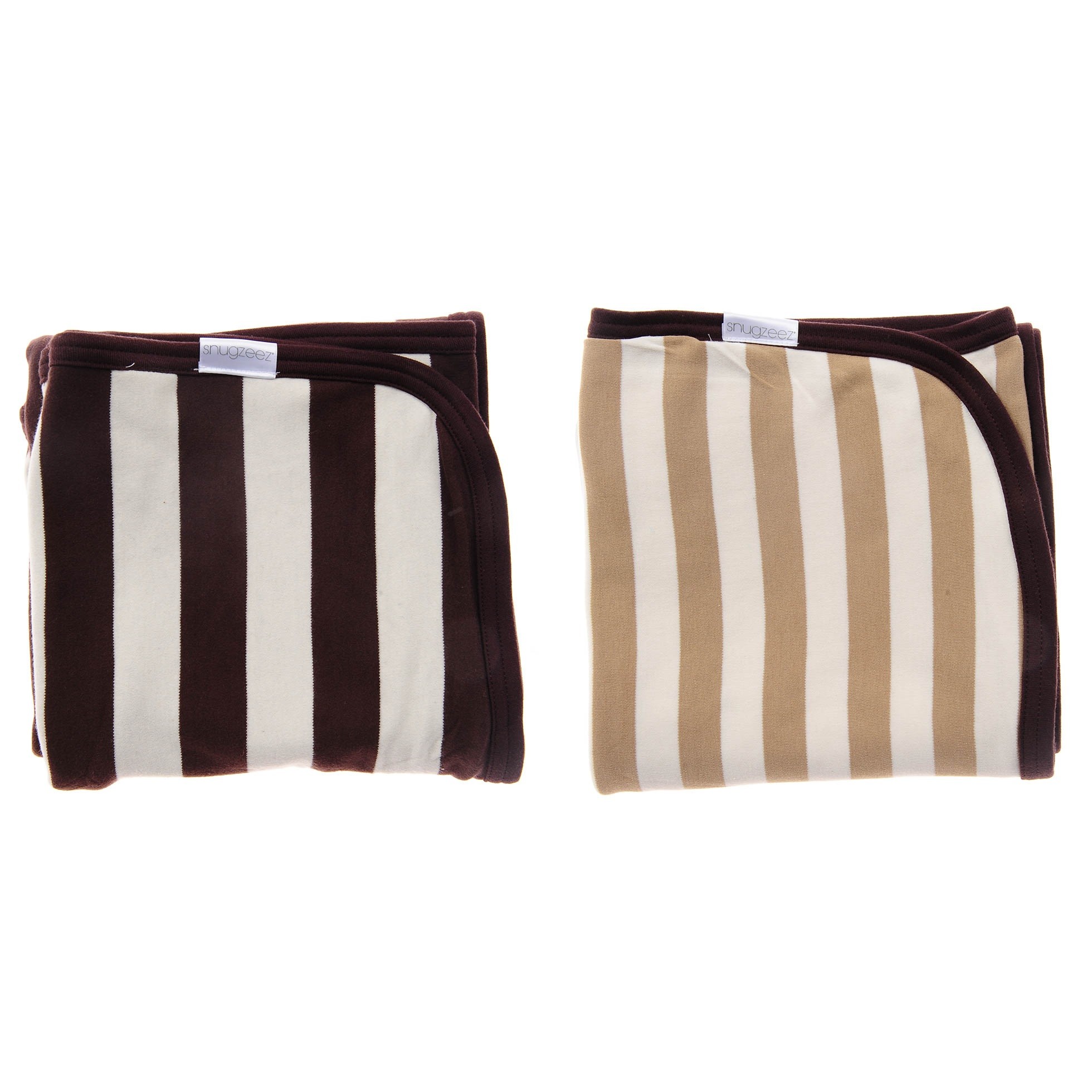 Double-Layered Striped Blanket Set - Brown/Beige