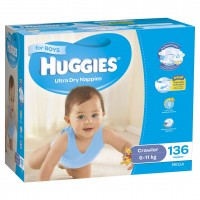 HUGGIES® Nappies Crawler 6-11kg Boy 136pk MEGA