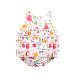 Bebe by Minihaha Violet Woven Romper w Frills