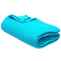 Cotton Waffle Throw Blanket in Teal