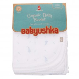 Babyushka Organic Essentials Double-Sided Blanket in Blue Leaf Print
