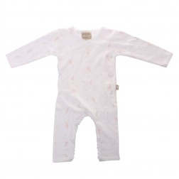 Babyushka Organic Essentials Kimono Jumpsuit in Pink Leaf Print