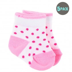 5pk Snugzeez Pink Polka Dot Socks