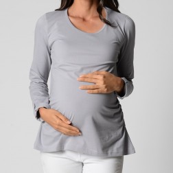 Ruched Long Sleeve Top - Steel Grey